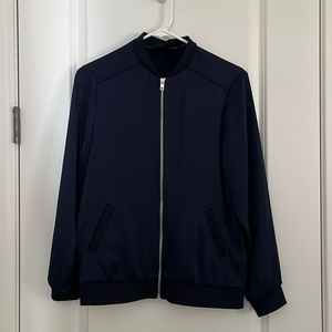 Navy Satin Bomber Jacket